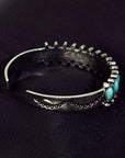 Green Boho Turquoise Gem Beaded Open Bracelet