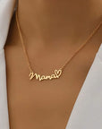 Gold mama Heart Pendant Chain Necklace