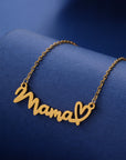 Gold mama Heart Pendant Chain Necklace