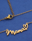Gold mama Heart Pendant Chain Necklace