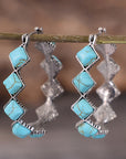 Green Square Turquoise Gem Earrings