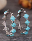 Green Square Turquoise Gem Earrings