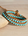 Green Double-Layer Hand-Woven Turquoise Beaded Bracelet