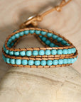 Green Double-Layer Hand-Woven Turquoise Beaded Bracelet