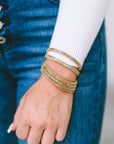 Gold Full Diamond Leather Wide Edge Magnetic Buckle Bracelet
