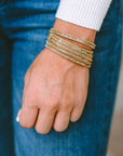 Gold Full Diamond Leather Wide Edge Magnetic Buckle Bracelet