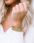 Gold Full Diamond Leather Wide Edge Magnetic Buckle Bracelet