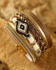 Multicolor Rhinestone Beaded Magnetic Buckle Bracelet