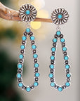 Silver Flower Turquoise Western Fashion Earrings