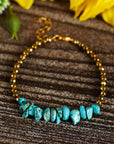 Gold Turquoise Beading Adjustable Bracelet