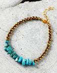 Gold Turquoise Beading Adjustable Bracelet