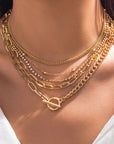 5pcs Layered Chain Collarbone Necklaces Set