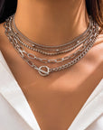 5pcs Layered Chain Collarbone Necklaces Set