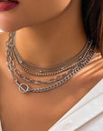 5pcs Layered Chain Collarbone Necklaces Set