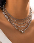5pcs Layered Chain Collarbone Necklaces Set