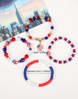 Fiery Red Flag Day Beaded Multilayered Bracelet