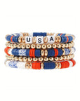 5pcs USA Beaded Bracelet Set