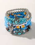 Light Blue 7pcs Boho Turquoise Beaded Bracelet Set