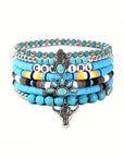 Light Blue 7pcs Boho Turquoise Beaded Bracelet Set