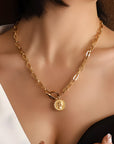 Vintage Coin Pendant Chain Necklace