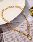 Vintage Coin Pendant Chain Necklace