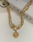 Vintage Coin Pendant Chain Necklace