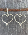 Silvery Heart Shape Hook Drop Earrings