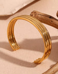 Gold Three Layered Notched Design Bangle