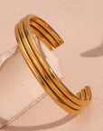 Gold Three Layered Notched Design Bangle