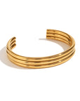 Gold Three Layered Notched Design Bangle