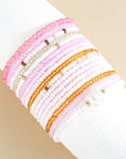 Pink Bohemian Beaded Shell Ornament Bracelet Set
