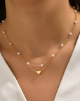 Heart and Pearl Detail 2pcs Layered Necklace