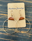 Gold Leather Hoop Earrings