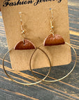 Gold Leather Hoop Earrings
