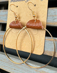 Gold Leather Hoop Earrings