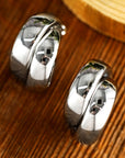 Silvery Layered Hoop Studded Earrings