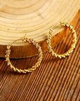 Gold Vintage Textured Hoop Earrings