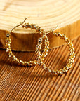 Gold Vintage Textured Hoop Earrings
