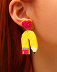 Yellow Heart Pencil Earrings