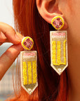 Yellow Teacher Pencil Earrings