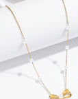 Gold Pearl Decor Plated Bow Knot Pendant Necklace