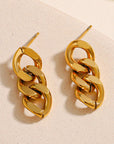 Gold Chain Link Plate Alloy Drop Earrings