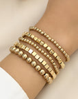 Gold Cube Beaded 5 Pcs Bracelet