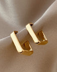 Gold Square Hook Plated Alloy Stud Earrings