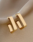Gold Square Hook Plated Alloy Stud Earrings