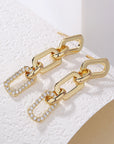 Gold Chain Link Rhinestone Decor Plate Stud Earrings