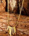 Gold Asymmetric Bar Pendant Necklace