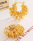White Rhinestone Spiral Earrings