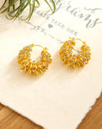 White Rhinestone Spiral Earrings
