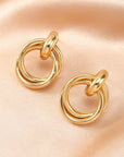 Gold Circles Stud Earrings